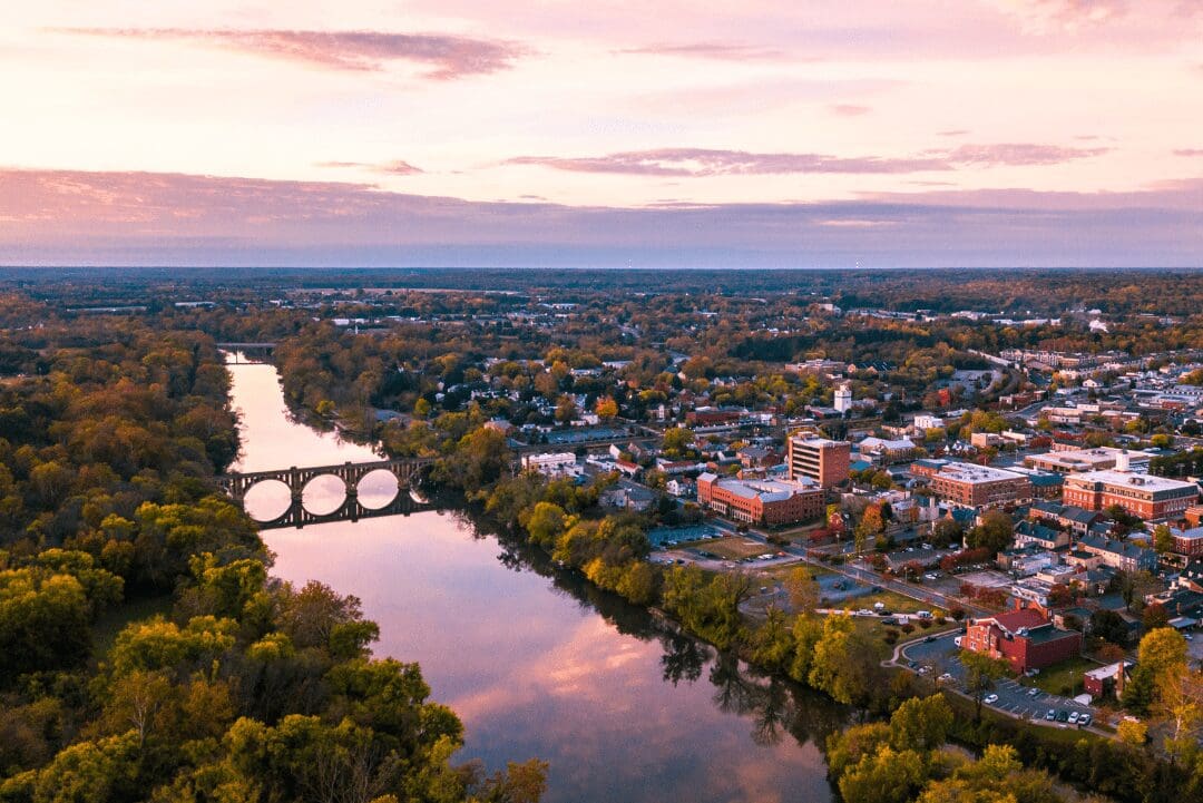 Fredericksburg Virginia Sunrise Aerial